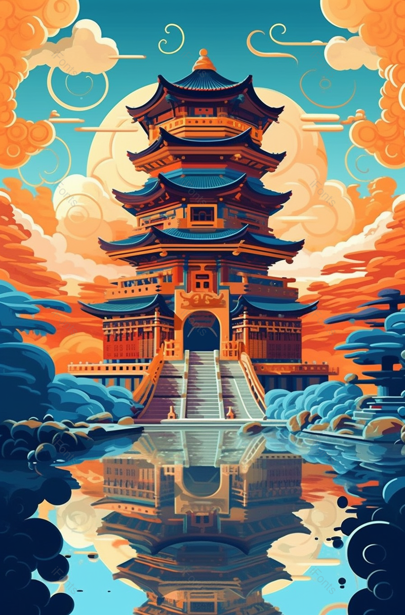 北京城市高塔插画背景,插画/手绘图,插画/手绘图库,插画/手绘图下载,插画/手绘